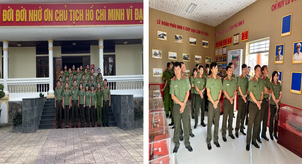 Đoàn viên, hội viên 02 đơn vị tại Khu di tích lịch sử Đền thờ Bác Hồ và Khu di tích Trận chiến Pháo binh Vịnh Chèo năm 1974
